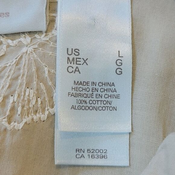 JH Collectibles Toupe Floral Embroidered 3/4 Sleeve Button Down Blouse Size L - Picture 8 of 9